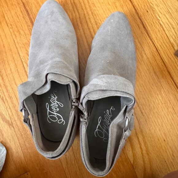 Fergie Gray Suede Buckle Booties – Size 7.5 - Picture 1 of 2